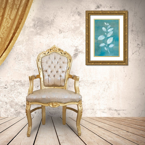 Cool Leaves II Gold Ornate Wood Framed Art Print with Double Matting by Nai, Danhui