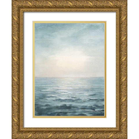 Soothing Sea Gold Ornate Wood Framed Art Print with Double Matting by Nai, Danhui