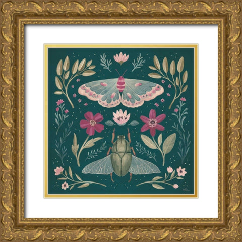 Winged Study III Plum Gold Ornate Wood Framed Art Print with Double Matting by Penner, Janelle