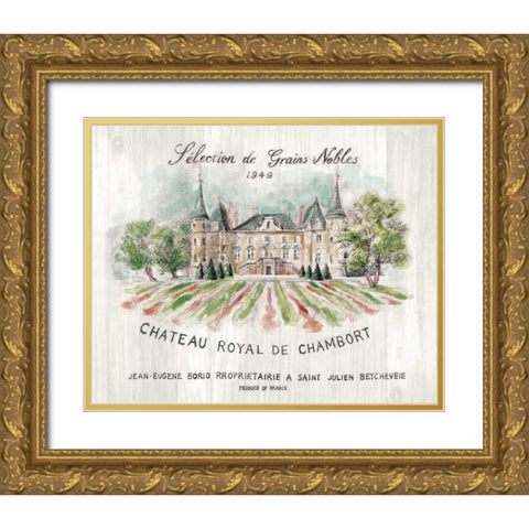 Chateau Chambort on Wood Color Gold Ornate Wood Framed Art Print with Double Matting by Nai, Danhui