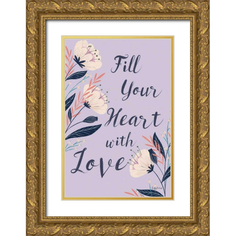 Modern Floral II Lilac Gold Ornate Wood Framed Art Print with Double Matting by Thorns, Becky