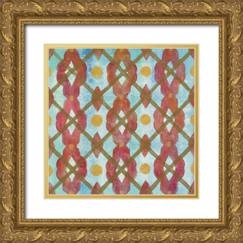 Boho Lattice III Gold Ornate Wood Framed Art Print with Double Matting by Vassileva, Silvia