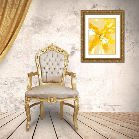 Sunburst Gold Ornate Wood Framed Art Print with Double Matting by Nai, Danhui