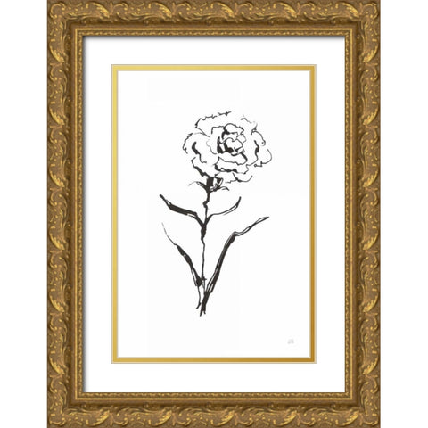 Line Carnation I Gold Ornate Wood Framed Art Print with Double Matting by Paschke, Chris