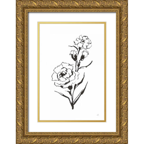 Line Carnation III Gold Ornate Wood Framed Art Print with Double Matting by Paschke, Chris