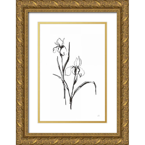 Line Iris III Gold Ornate Wood Framed Art Print with Double Matting by Paschke, Chris