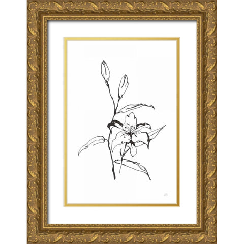 Line Tiger Lily Gold Ornate Wood Framed Art Print with Double Matting by Paschke, Chris