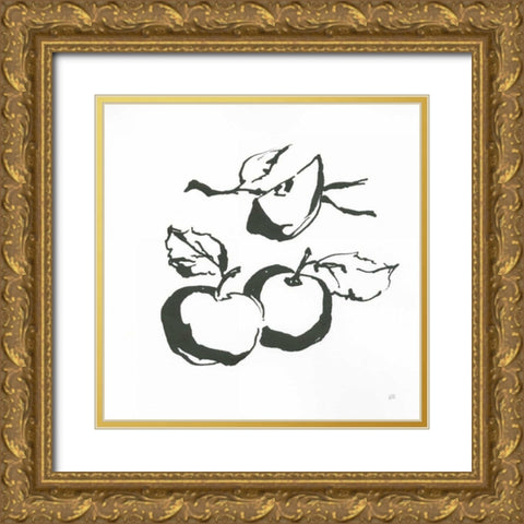 Apples BW Gold Ornate Wood Framed Art Print with Double Matting by Paschke, Chris