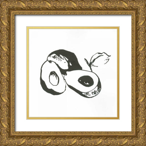 Avacado II BW Gold Ornate Wood Framed Art Print with Double Matting by Paschke, Chris