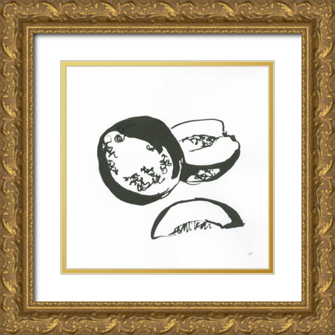 Cantaloupe II BW Gold Ornate Wood Framed Art Print with Double Matting by Paschke, Chris