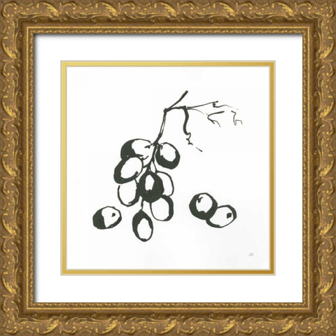 Grapes I BW Gold Ornate Wood Framed Art Print with Double Matting by Paschke, Chris
