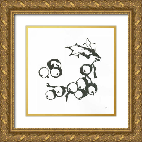 Grapes II BW Gold Ornate Wood Framed Art Print with Double Matting by Paschke, Chris