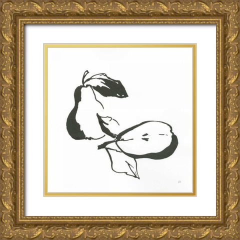 Pears BW Gold Ornate Wood Framed Art Print with Double Matting by Paschke, Chris