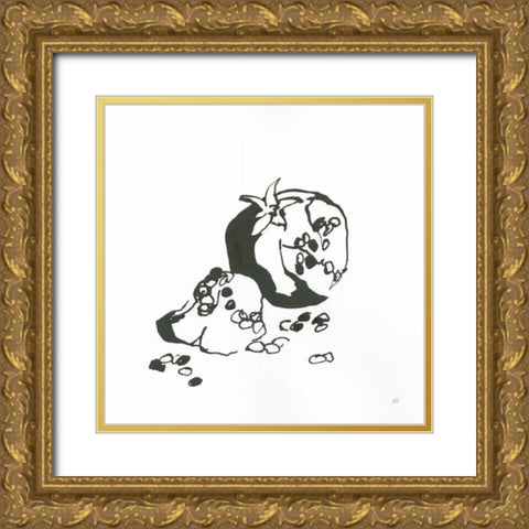 Pomegranate I BW Gold Ornate Wood Framed Art Print with Double Matting by Paschke, Chris
