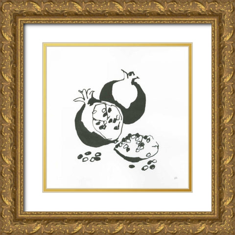 Pomegranate II BW Gold Ornate Wood Framed Art Print with Double Matting by Paschke, Chris