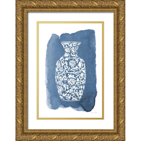 Chinese Vase II Gold Ornate Wood Framed Art Print with Double Matting by Charro, Mercedes Lopez