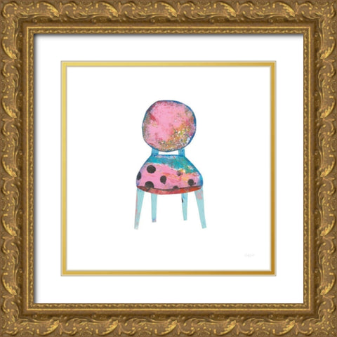 Mod Chairs V Gold Ornate Wood Framed Art Print with Double Matting by Prahl, Courtney