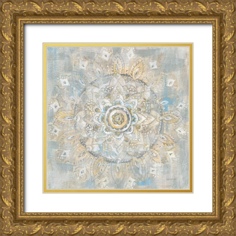 Medallion of Light Gold Ornate Wood Framed Art Print with Double Matting by Nai, Danhui