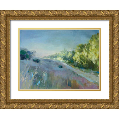 Sunrise Meadow Gold Ornate Wood Framed Art Print with Double Matting by Nai, Danhui