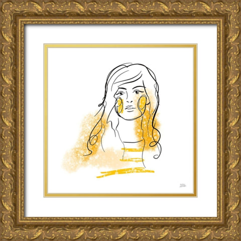 Feminine Ink I Gold Ornate Wood Framed Art Print with Double Matting by Averinos, Melissa