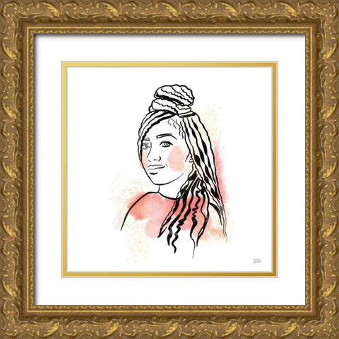 Feminine Ink II Gold Ornate Wood Framed Art Print with Double Matting by Averinos, Melissa