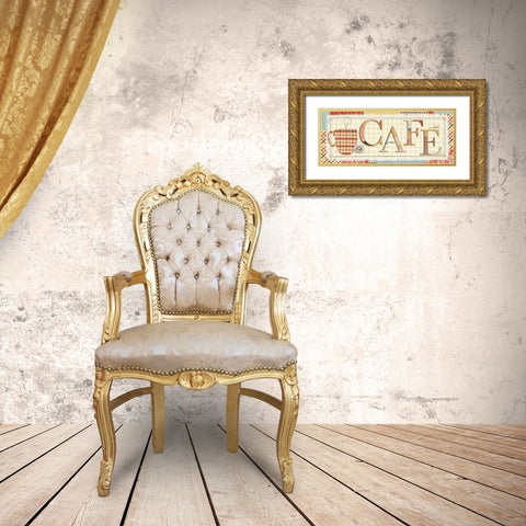Patchwork Cafe I Gold Ornate Wood Framed Art Print with Double Matting by Pela Studio