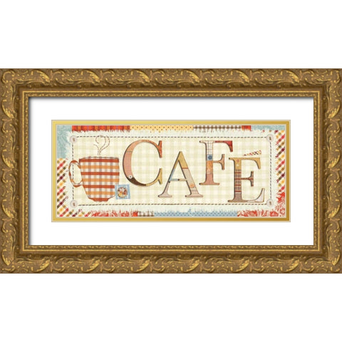 Patchwork Cafe I Gold Ornate Wood Framed Art Print with Double Matting by Pela Studio
