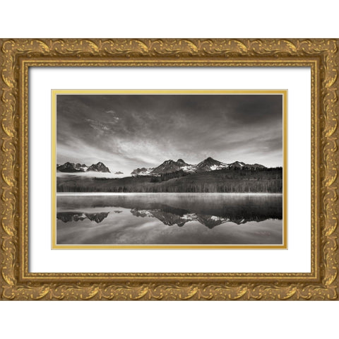 Little Redfish Lake at Sunrise Gold Ornate Wood Framed Art Print with Double Matting by Majchrowicz, Alan