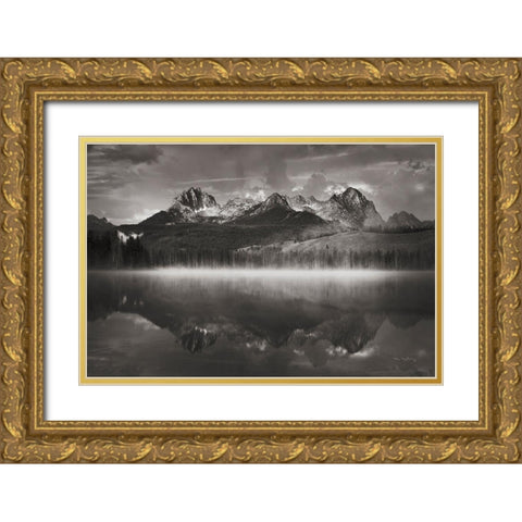Little Redfish Lake Mist II Gold Ornate Wood Framed Art Print with Double Matting by Majchrowicz, Alan