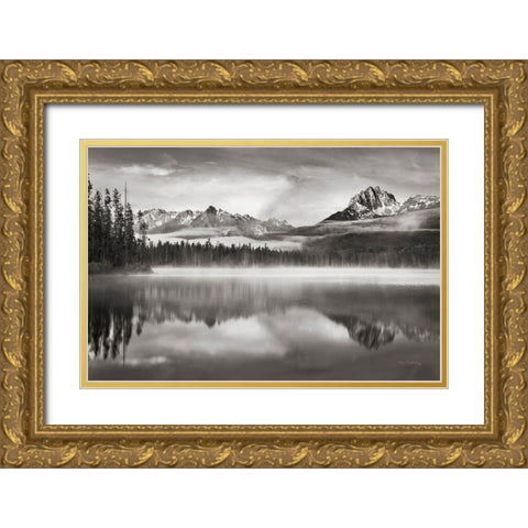 Little Redfish Lake Morning I Gold Ornate Wood Framed Art Print with Double Matting by Majchrowicz, Alan