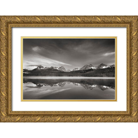 Little Redfish Lake Morning II Gold Ornate Wood Framed Art Print with Double Matting by Majchrowicz, Alan