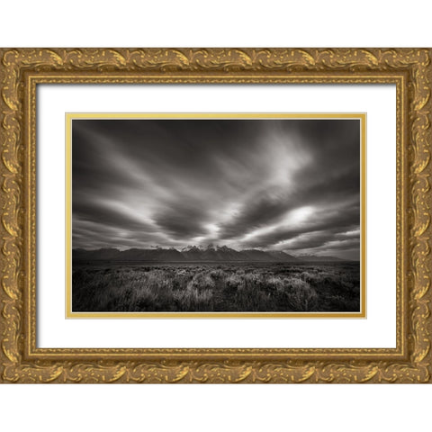 Teton Sky Gold Ornate Wood Framed Art Print with Double Matting by Majchrowicz, Alan