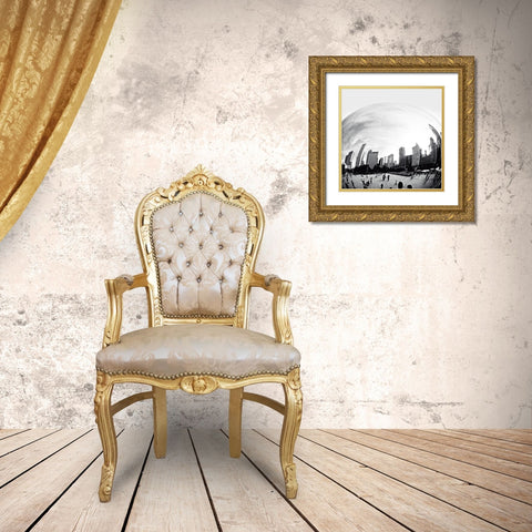The Bean Chicago Bold Sq Gold Ornate Wood Framed Art Print with Double Matting by Van Swearingen, Debra