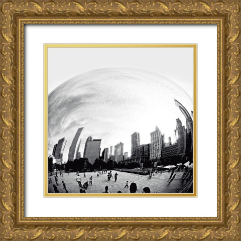 The Bean Chicago Bold Sq Gold Ornate Wood Framed Art Print with Double Matting by Van Swearingen, Debra