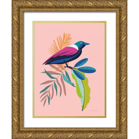 Exotic Birds I Gold Ornate Wood Framed Art Print with Double Matting by Escalante, Omar
