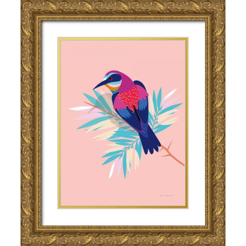 Exotic Birds II Gold Ornate Wood Framed Art Print with Double Matting by Escalante, Omar