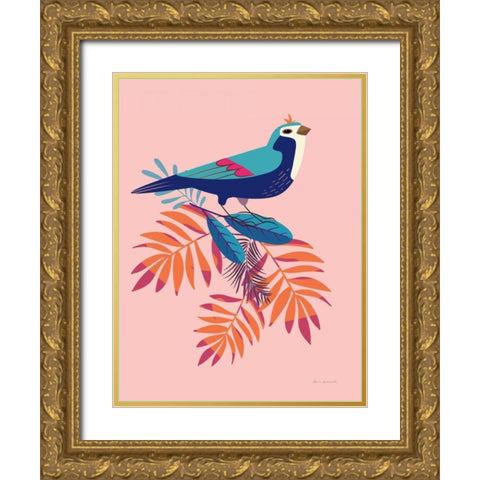 Exotic Birds III Gold Ornate Wood Framed Art Print with Double Matting by Escalante, Omar