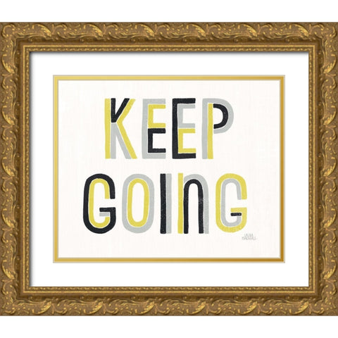 Retro Words II Yellow Black Gold Ornate Wood Framed Art Print with Double Matting by Marshall, Laura