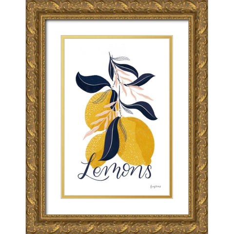 Lemons I Gold Ornate Wood Framed Art Print with Double Matting by Thorns, Becky