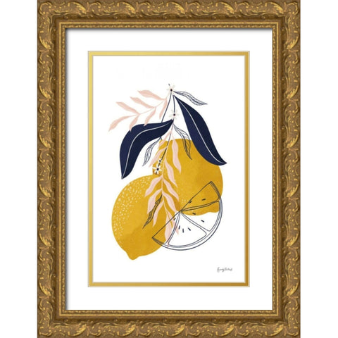 Lemons II Gold Ornate Wood Framed Art Print with Double Matting by Thorns, Becky
