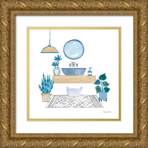 Relax I Tan Gold Ornate Wood Framed Art Print with Double Matting by Zaman, Farida