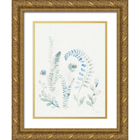 Malmo Garden II Linen Gold Ornate Wood Framed Art Print with Double Matting by Nai, Danhui