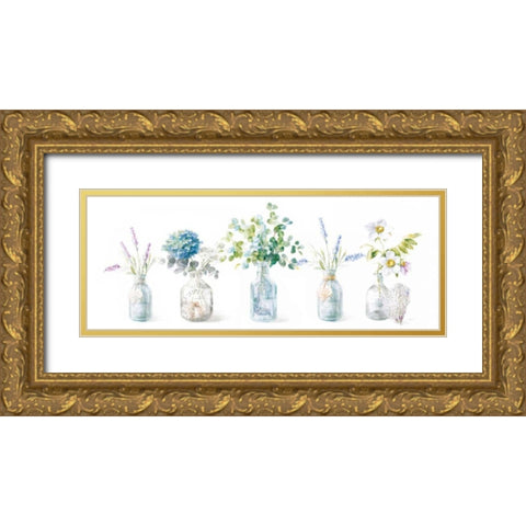 Beach Flowers I Panel Gold Ornate Wood Framed Art Print with Double Matting by Nai, Danhui