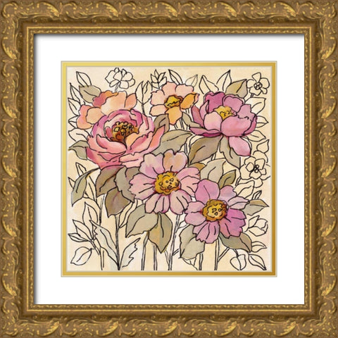 Spring Lace Floral I Gold Ornate Wood Framed Art Print with Double Matting by Vassileva, Silvia