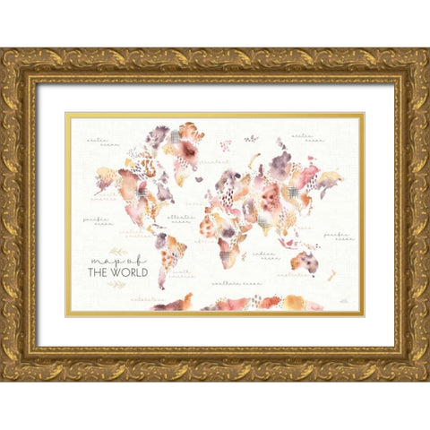 Desert Blooms Map Gold Ornate Wood Framed Art Print with Double Matting by Marshall, Laura
