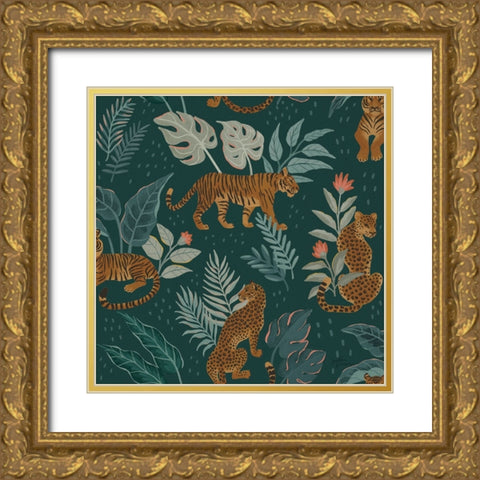 Big Cat Beauty Pattern IC Gold Ornate Wood Framed Art Print with Double Matting by Penner, Janelle
