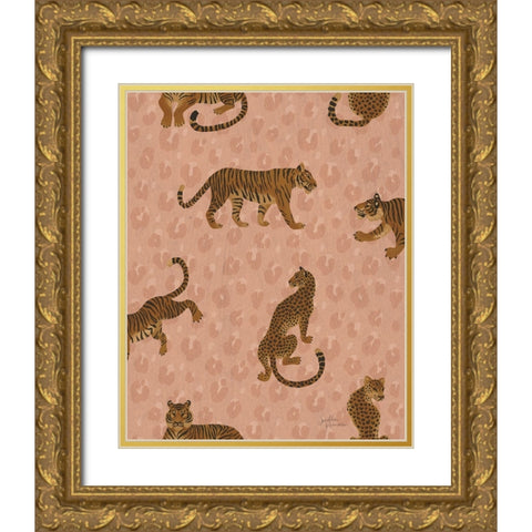 Big Cat Beauty Pattern IIB Gold Ornate Wood Framed Art Print with Double Matting by Penner, Janelle