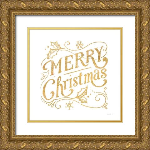 White and Bright Christmas IV Gold Ornate Wood Framed Art Print with Double Matting by Nai, Danhui