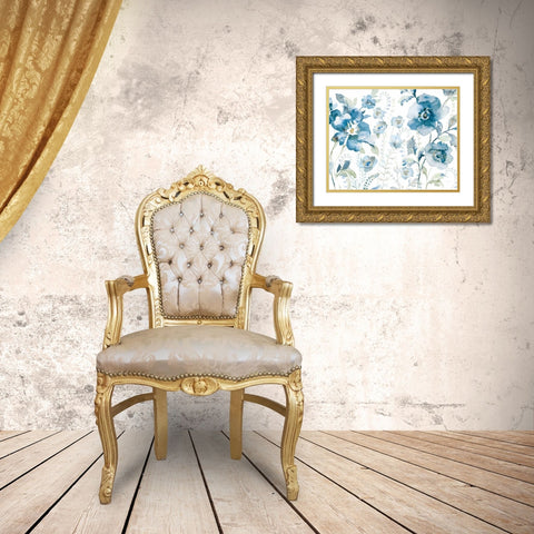 Blues of Summer XII Gold Ornate Wood Framed Art Print with Double Matting by Nai, Danhui