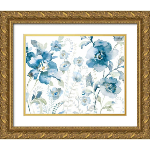 Blues of Summer XII Gold Ornate Wood Framed Art Print with Double Matting by Nai, Danhui